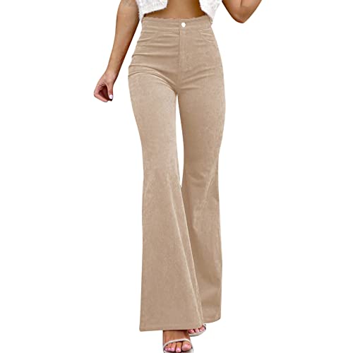 Duohropke Cordhose Damen Schlaghose Bootcut High Waist Flared Hose Frauen Schwarz Slim Fit Lang Cord Pants Straight Leg Schlag Hose Stretch Boyfriend Freizeithose Skinny Pants Röhrenhose Bleistifthose von Duohropke