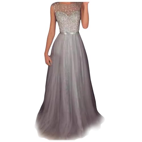 Duohropke Damen Abendkleid Jugendweihe Kleider Partykleider Brautjungfer Elegant Party Cocktailkleid Lang Modell Blütenapplikationen Floral Spitzen Abendkleid Dress von Duohropke
