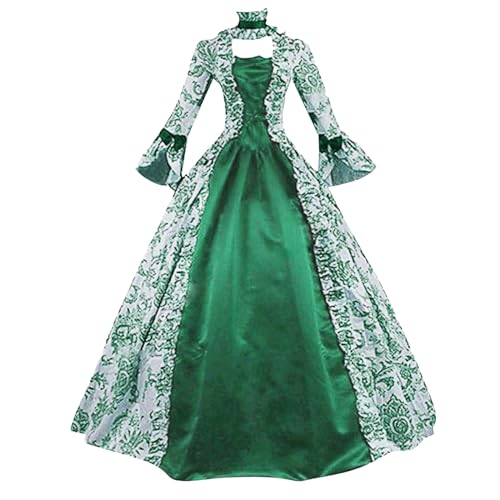 Duohropke Damen Rokoko Ballkleid Gothic Viktorianisches Kostüm Mittelalter Langes Mehrlagig Spitze Vintage Prinzessin Cosplay Kleid Bodenlang von Duohropke