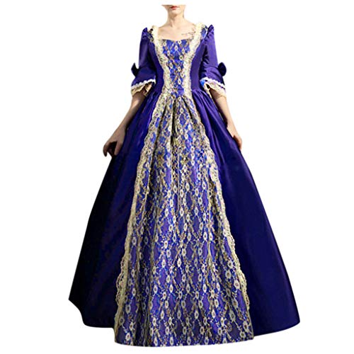 Duohropke Damen Rokoko Ballkleid Gothic Viktorianisches Kleid Kostüm Mittelalter Langes Kleid Mehrlagig Spitze Vintage Prinzessin Cosplay Kleid Bodenlang von Duohropke