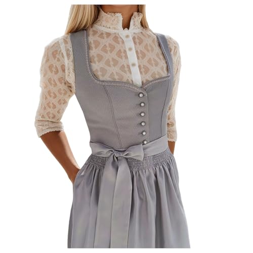Duohropke Dirndl Damen Midi Trachtenkleid Oktoberfest Trachtenmode Trachten Trachtenrock Dirndlkleid Cosplay Röcke Festlich Dirndlbluse Grosse GröSsen Dirndlschürze Maxikleider von Duohropke