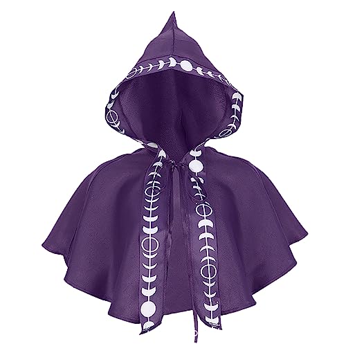 Duohropke Erichman Mittelalterlichen Gugel Mit Kapuze Mantel Halloween Poncho Wicca Cosplay Hut Kurze Cape Kostüm mit Kreuz für Männer Frauen von Duohropke
