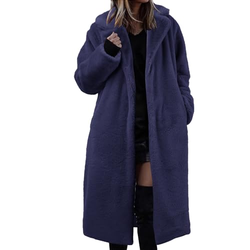 Duohropke Fellmantel Damen Mit Kapuze Lange Warm Winterjacke Faux Fur Mantel Kunstfell Frauen Elegant Kunstpelz-Jacke Pelzmantel Kunstpelz Flauschige Fellmantel Parka Outwear von Duohropke