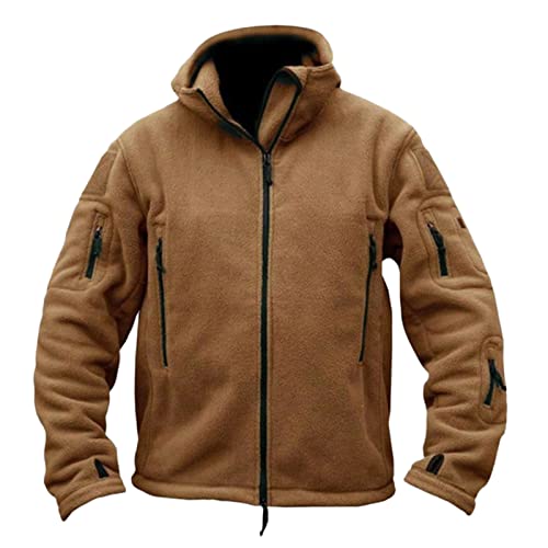 Duohropke Fleecejacke Herren Militär Winterjacke Outdoor Winddichte Kapuzenjacke Warm Fleece Pullover Sweater Weiche Atmungsaktive Full Zip Übergangsjacke Fleece Jacke von Duohropke