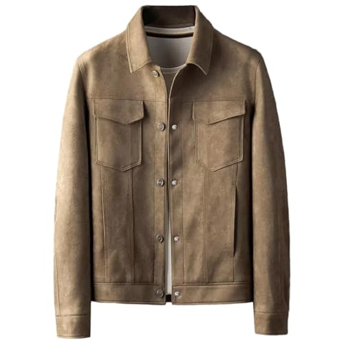 Duohropke Herbstjacke Herren Militär Übergangsjacke Fieldjacke Dünne Wildlederjacke Cargo Jacke mit Reverskragen Western Stil Cowboy Lederjacke Langarmjacke Lockere Freizeitjacke Outdoor Mantel von Duohropke