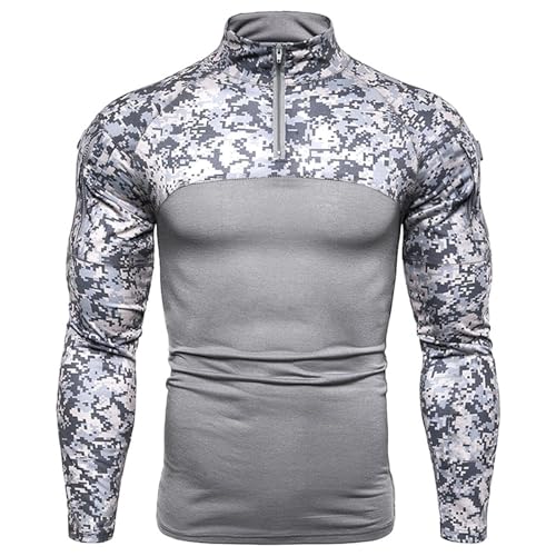 Duohropke Herren 1/4 Reißverschluss Taktisches Langarmshirt Militär Stil Combat Shirt mit Taschen Airsoft Top Outdoor Kleidung für Jagd Camping Wandern von Duohropke