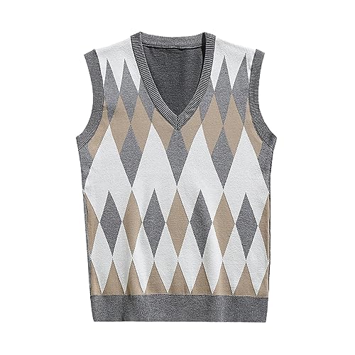 Duohropke Herren Ärmellose Strickweste Pullunder Weste V-Ausschnitt PulloverWeste Modern Slim Fit Elegant Strickpullover klassischer Zopfstrickpullover von Duohropke