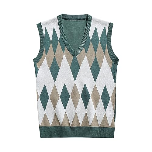 Duohropke Herren Ärmellose Strickweste Pullunder Weste V-Ausschnitt PulloverWeste Modern Slim Fit Elegant Strickpullover klassischer Zopfstrickpullover von Duohropke