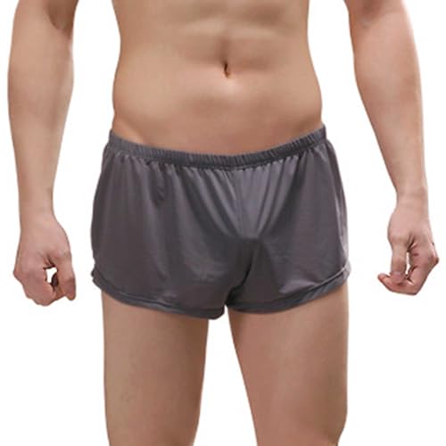 Duohropke Herren Boxershorts aus Seide und Satin Boxershorts Unterhose Offener Hosenschlitz mit Beutel Lässige Lockere Unterwäsche Stützbeutel Boxershorts Unterwäsche von Duohropke