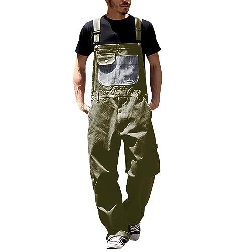 Herren Denim Latzhose Overalls Jeanshose Männer Cargo Jeans Retro Jumpsuit Arbeitshose Blau Arbeitslatzhosen Loose Fit Latzanzug Jumpsuit Oversize Lose Jumpsuit Lange Baggy Overall Hose von Duohropke