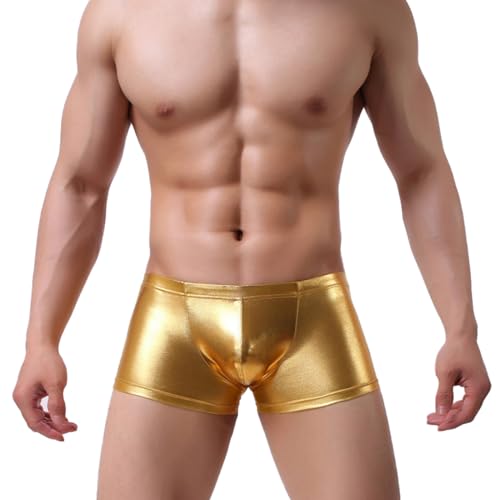 Duohropke Herren Glanz Metallic Shorts Hotpants Lederoptik Boxershorts Trunks Glitzer Strand Badeshorts Sport Gym Jogger Kurze Hose von Duohropke