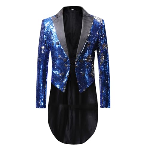Duohropke Herren Glitzer Frack Jacke Pailletten Sakko Smoking Mantel Blazer Freizeit 70er Disco Kostüm Anzugjacke Mottoparty Kostüm von Duohropke