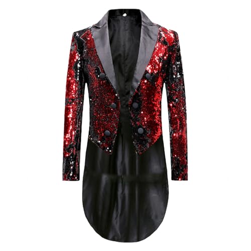 Duohropke Herren Glitzer Frack Jacke Pailletten Sakko Smoking Mantel Blazer Freizeit 70er Disco Kostüm Anzugjacke Mottoparty Kostüm von Duohropke