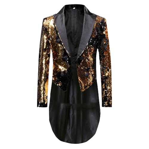 Duohropke Herren Glitzer Frack Jacke Pailletten Sakko Smoking Mantel Blazer Freizeit 70er Disco Kostüm Mottoparty Kostüm von Duohropke