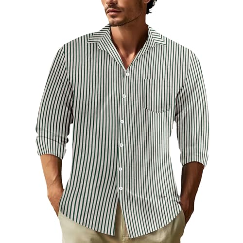 Duohropke Herren-Hemd Seersucker-Kleiderhemden Langarm Sommer Gestreift Freizeithemden Leinen Shirt Regular Fit Freizeit Strandhemd Duohropke Herren-Hemd Seersucker-Kleiderhemden Langarm Sommer Gestreift Freizeithemden Leinen Shirt Regular Fit Freizeit Strandhemd von Duohropke