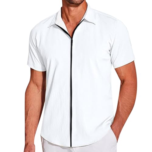 Duohropke Herren Henley Shirt Kurzarm Hemd Sommer Freizeithemd Mit Reißverschluss Männer Regular Fit Stehkragen T-Shirts von Duohropke
