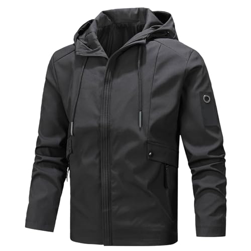 Duohropke Herren Jacke Herren Übergangsjacke wasserdichte Regenjacke Windbreaker Windjacke Softshelljacke Bomberjacke leichte Sommerjacke von Duohropke