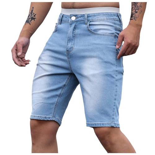 Duohropke Herren Jeans Shorts Bermuda Hose Kurz Herrenjeans Jeanshose Stretch Regular Fit Bermudashorts Freizeitshorts Freizeithose Kneelang Straight Sportjeans von Duohropke