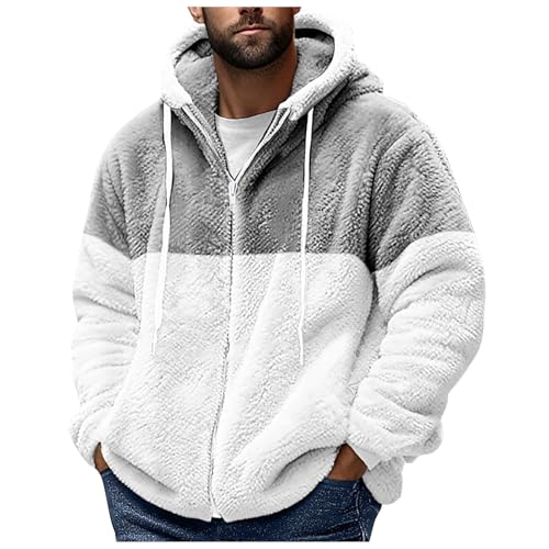 Duohropke Herren Kapuzenpullover mit Reißverschluss, Langarm Kapuzenjacke, Winter Warm Fleece-Innenseite Sweatshirt, Plus Dicke Fleecejacke, Sweatjacke Mit Kapuze von Duohropke