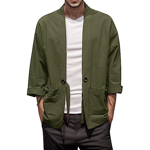 Duohropke Herren Kimono Cardigan Japan Happi Kimono Hanfu Langarmshirts Japan Harajuku Anime Robe Anime Kleidung Unisex Lose Bluse Sommer Tops Robe von Duohropke