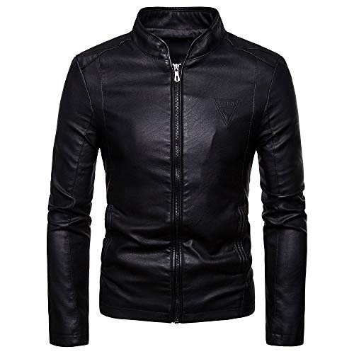 Duohropke Herren Lederjacke Männer Vintage Coole Jacke Leder Langarm Herbst Winter Stehkragen Club Mantel Fliegerjacke überziehjacke Lederimitat jacken übergangsjacke von Duohropke