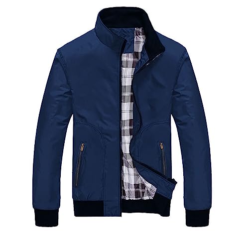 Duohropke Herren Leichte Dünne Bomberjacke mit Ärmeltasche Blouson Jacke Übergangsjacke Stehkragen US Fliegerjacke mit Innentasche Sommerjacke von Duohropke