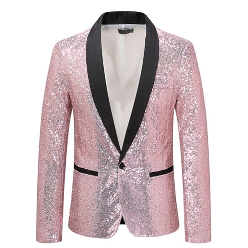 Duohropke Herren Pailletten Sakko Formal Performance Party Glitzer Blazer Jacke Slim Fit Hochzeit Smoking Weihnachten Silvester Anzugjacke Karneval Kostüm Faschingskostüme von Duohropke