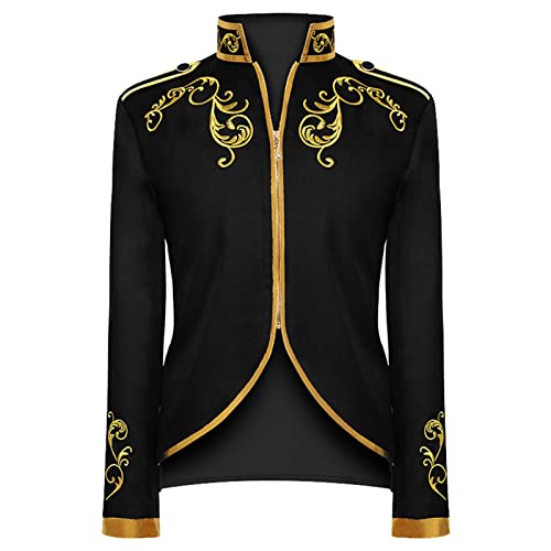 Duohropke Herren Prinz Charming Kostüm Palast Prinz Gold bestickte Jacke Anzug Gericht Uniform Cosplay Offizier Mittelalter Kostüm von Duohropke