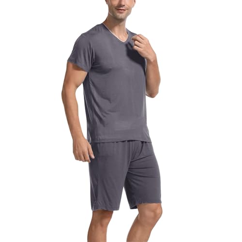Duohropke Herren Schlafanzug Kurz Pyjama Baumwolle Kurzarm T-Shirt Pyjamahose Zweiteilig Set Duohropke Herren Schlafanzug Kurz Pyjama Baumwolle Kurzarm T-Shirt Pyjamahose Zweiteilig Set von Duohropke