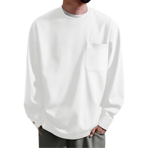 Duohropke Herren-Sweatshirt mit Rundhalsausschnitt Klassische Karierte Spleiß Basic Pullover Mode flexibel und Bequem Pulli Sport Style Casual Fitness Training Basic Top von Duohropke