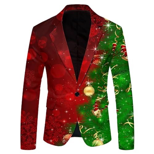 Duohropke Herren Weihnachten Anzugjacke Sakko Blazer Weihnachten Sakko Herren Anzugjacke Business Anzugjacken Männer Christmas Festlich Freizeitjacke Langarm Freizeitanzug Sportmäntel von Duohropke
