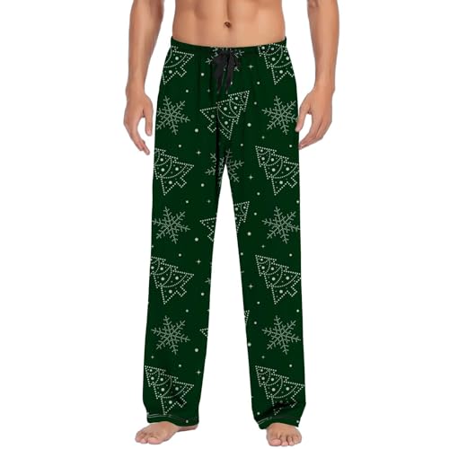 Duohropke Herren Weihnachtshose Freizeithose Freizeit Kordelzug Pyjamahosen Lang Lose Casual Hose Leicht Lounge Hosen Männer Schlafanzughose von Duohropke
