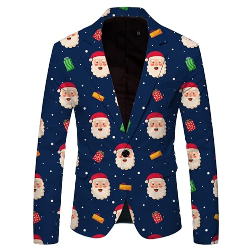 Duohropke Herren Weihnachtsjacken Hässliche Xmas Sweater Blazer egulär Geschnittener 3D Druck Weihnachten Sakko Weihnacht Sakko mit Muster von Duohropke