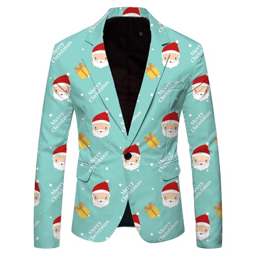 Duohropke Herren Weihnachtsjacken Hässliche Xmas Sweater Blazer egulär Geschnittener 3D Druck Weihnachten Sakko Weihnacht Sakko mit Muster von Duohropke