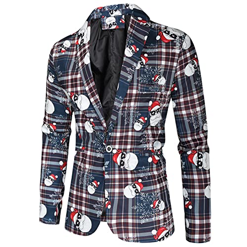 Duohropke Herren Weihnachtsjacken Hässliche Xmas Sweater Blazer egulär Geschnittener 3D Druck Weihnachten Sakko Weihnacht Sakko von Duohropke