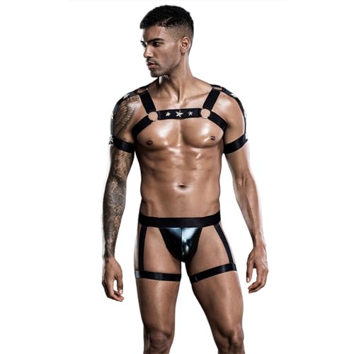 Duohropke Herren Wetlook Body Glänzend Metallic Bodysuit Bulge Beutel Wrestling Singlet Jockstrap Männer Unterhemd Erotik Dessous Mankini von Duohropke