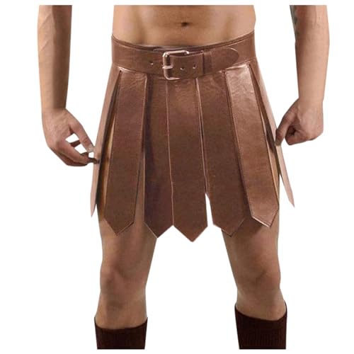 Duohropke Herren Wetlook Kilt Rock Leder Harness String Männer Gladiator Rock Griechisch Römisch Krieger Kostüm Erotik Unterwäsche Clubwear von Duohropke