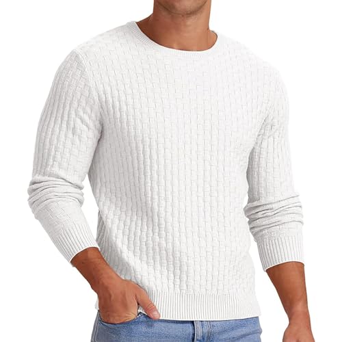Duohropke Herren Winter Pullover Rundhalsausschnitt Kabel-Strick Strickpullover Klassischer Zopfstrickpullover Basic Strick-Pulli Crewneck Classic Soft Knitted Sweaters Pullover von Duohropke