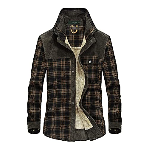 Duohropke Holzfäller Thermohemd Herren Gefüttert Mit Kapuze Karierte Teddy-Fleece Flanellhemd Langarm Zipper Karierthemd Kapuzenhemd Hemdjacke Holzfällerhemd Thermo Arbeitshemd Sport Jacken von Duohropke