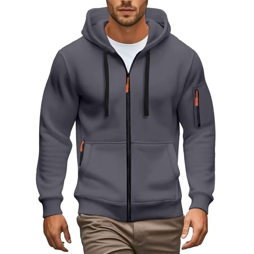 Duohropke Hoodie Herren Kapuzenjacke Mit Reißverschluss Oversized Sweatshirt Einfarbig Sweatjacke Kapuzenpullover Outdoorjacke Mit Kapuze Kapuzenpulli Training Sportjacke von Duohropke