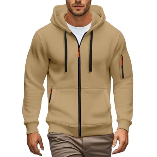 Duohropke Hoodie Herren Kapuzenjacke Mit Reißverschluss Oversized Sweatshirt Einfarbig Sweatjacke Kapuzenpullover Outdoorjacke Mit Kapuze Kapuzenpulli Training Sportjacke von Duohropke