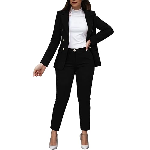 Duohropke Hosenanzug Damen Festlich Elegant Business Hosenanzüge 2 Teiler Abendrobe Outfit Set Langarm Anzugjacke und Anzughosen Zweiteilig Büro Slimfit Formal Modern Festlicher Suit Abendanzug von Duohropke