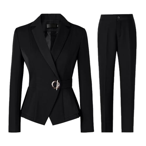 Duohropke Hosenanzug Damen Festlich Elegant Business Hosenanzüge 2 Teiler Abendrobe Outfit Set Langarm Anzugjacke und Anzughosen Zweiteilig Büro Slimfit Formal Modern Festlicher Suit Abendanzug von Duohropke