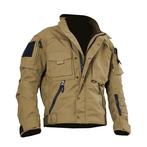 Duohropke Jacke Herren Warm Herbst Übergangsjacke Cargo Tactical Jacken Pilotenjacke Atmungsaktiv Fliegerjacke mit Kragen Arbeitsjacke Stehkragen Militärjacken Modern Gefüttert Winterjacke von Duohropke