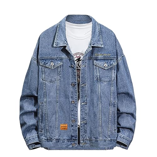Duohropke Jeansjacke Herren Biker Style Jeans Jacket Casual Shacket Jean Mantel Trucker Jean Jacken Classic Jacket Mantel Leichte Truckerjacke Freizeitjacke von Duohropke