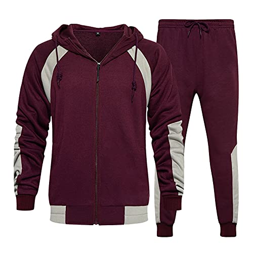 Duohropke Jogginganzug Herren Baumwolle Mit Kapuze Hausanzug Tracksuit Sportbekleidung Traingsanzug Plüsch Langarm Sweater Sweatjacke + Sporthose Sportanzug 2-Teiliges von Duohropke