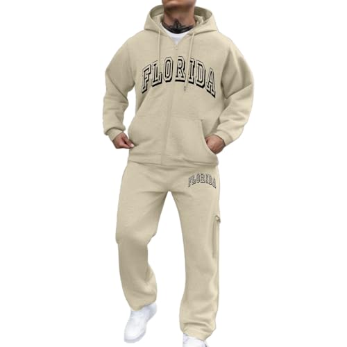 Duohropke Jogginganzug Herren Set Trainingsanzug Sportanzug Langarm Freizeitanzug Tracksuit Weste Arbeitskleidung Wintermode mit Buchstaben Print Sport Hoodie und Jogginghose Casual Hausanzug von Duohropke