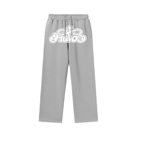 Duohropke Jogginghose Herren Sporthose Breite Baggy Sweatpants Elastische Taille Jogging Hose Mit Taschen Chino Hose Buchstaben Druck Freizeithose Outdoor Run Sportbekleidung Y2K Streetwear von Duohropke