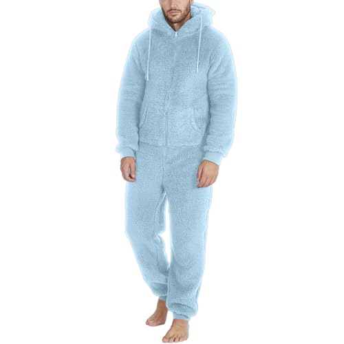 Duohropke Jumpsuit Herren Kuschelig XXL Kuschelig Overall Lang Schlafoverall Pyjama Hausanzug Winter Gefüttert Männer Paar Bodysuit Plüsch Thread Warm Pyjama von Duohropke