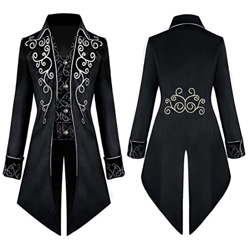 Duohropke Karneval Kostüme Herren Mantel Gothic Frack Jacke Steampunk Party Oberbekleidung Halloween Weihnachten Uniform Kostüm Druck Modischer Jacke Retro Stehkragen Mantel von Duohropke